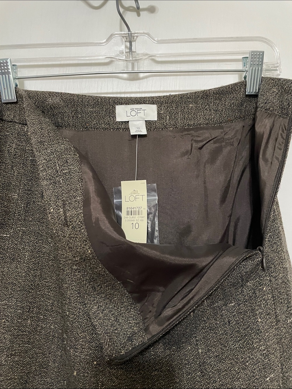 LOFT Brown Tweed A-Line Skirt NWT - Picture 5 of 6